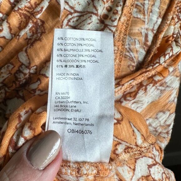 Free People Women's Say the Word Orange White Cropped Long Sleeve Top Size XL - Picture 9 of 10